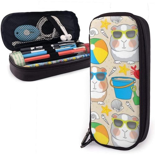 Kerota Trousse  Crayons En Cuir Avec Motif Hamster - 20,3 X 8,9 X 3,8 Cm - Double Fermeture clair - Pour L'cole, Le Bureau, Les Filles, Les Garons Et Les Adultes