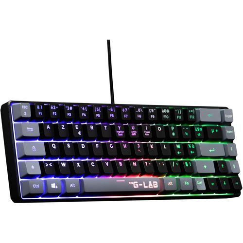 Keyz Hydrogen, Clavier Gamer 60%, Clavier Semi-mcanique Filaire Azerty, Rtroclairage Multicolore- Mini Clavier Gamer Silencieux, Format Compact TKL - PC/PS5 (Noir/Gris).[E330]