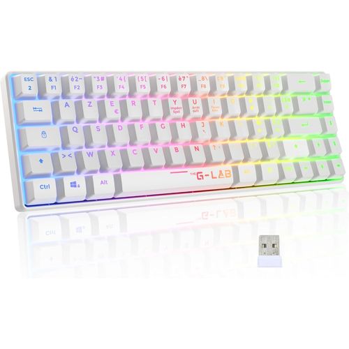 Keyz Hydrogen WlClavier Gamer Sans Fil, Clavier 60% Semi-Mcanique, Azerty, Rgb Multicolore Clavier Gaming Sans Fil Silencieux, Format Compact Tkl - Pc/Ps4/Ps5- New (Blanc)[CLA670211]