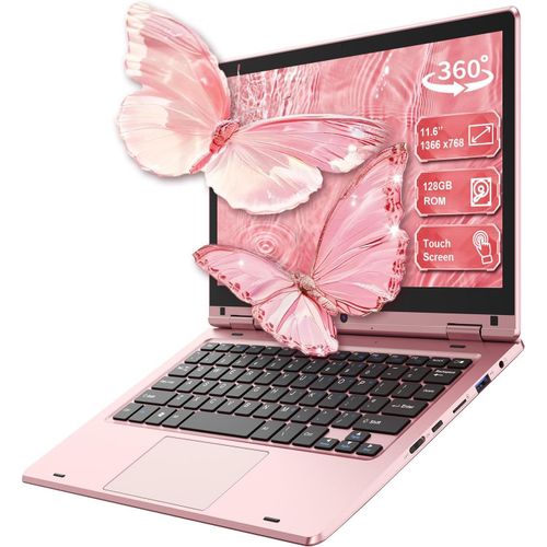 KGABERY-11,6'' Ordinateur Portable Tactile Pliable  360, Laptop Celeron N4020, 6Go Ram 128Go Ssd, Wifi (2,4G/5G), 1366 X 768 Ips, Bluetooth, Webcam, Pc Portable Sur Mesure Pour Les Professionnels