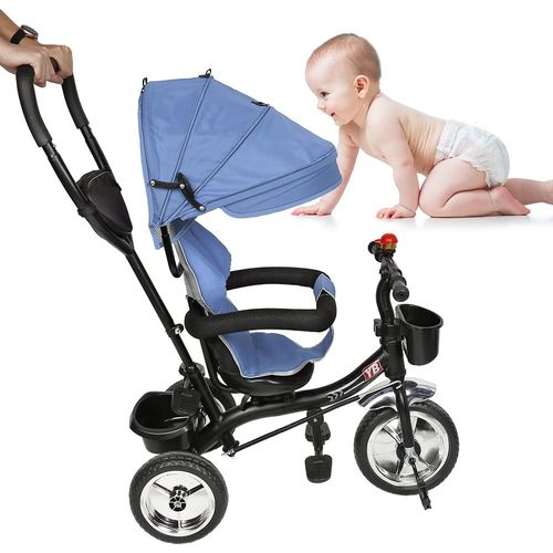 Kgabery-13 En 1 Tricycle Bb volutif,Tricycle Enfant Pour 10 Mois  5 Ans,Tricycle Avec Pare-Soleil Et Ceinture De Scurit,Bleu-Noir
