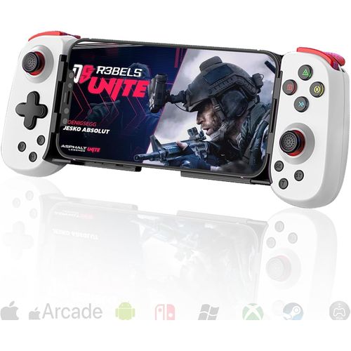 Kgabery-1manette De Jeu Sans Fil Pour Iphone/Android,Mfi Bluetooth Pour Ios/Switch/Lite/Pc/Ps/Cloud Gaming Manette Extensible Pour Iphone 15 14 13/Plus/Pro/Max,Direct Play (Blanc)