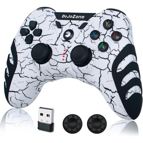 Kgabery-1manette Pc Sans Fil,Pc Ps3 Manettes Avec Hall Effect Joystick/Double Vibration,2,4g Gamer Manette Pour Windows 11/10/8/7,Ps3,Steam,Laptop,Raspberry Pi,Android Tv/Tv Box,Blanc