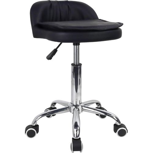 Kgabery-1pu Tabouret Roulant Rectangle En Cuir Avec Hauteur De Dossier Bas Rglable Pivotant Dessin De Travail Spa Chaise De Travail Avec Roues (Noir)