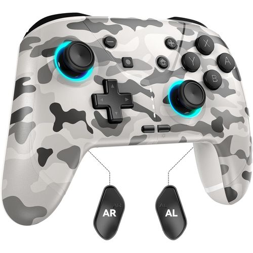 Kgabery-1switch Controller,Wireless Gamepad Compatible With Switch/Lite/Oled,Windows,Android And Ios,Support To Programming/Turbo/Motion/Wake-Up/Rgb Functions,White Camouflage