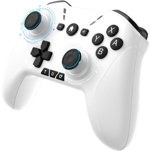 Kgabery-1switch Pro Controller,Bluetooth Wireless Gamepad For N Switch/Lite/Oled,Windows,Android,Ios And Tv,Support To Programming/Turbo/Motion/Macros 6-Axis/Wake-Up Functions,White