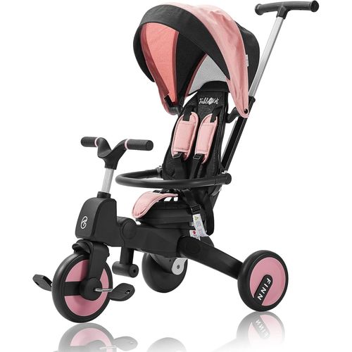 Kgabery-1tricycle 7in1 Enfant Tricycle Enfant Guidon Vlo Bb Poussette|Direction Parentale|Capote| Partir De 18 Mois|Sige 360|Rose