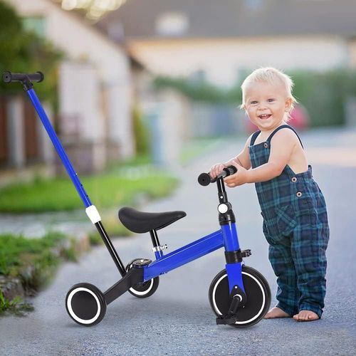 Kgabery-1tricycle Bb Evolutif,Tricycle Vlo Enfant,Sige Rglable,Repose-Pieds Pliable,Mini Draisienne,Pdales Pour Enfants Pour 1  4 Ans (B-Bleu)