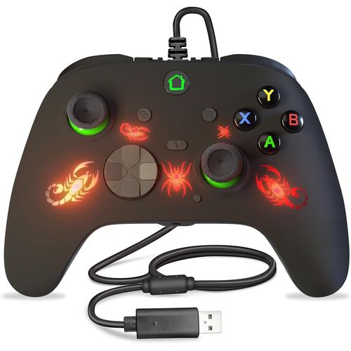 Kgabery-1wired Game Controller For X-One/S/X/Pc Windows 10,Wired X-One Controller With 3.5mm Audio Jack,Programming Buttons,Vibration Motors,Rgb Light (Scorpion)