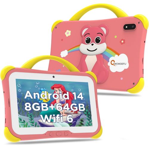 KGABERY-2025 New Tablette Pour Enfants,8Go+64Go,Tf Up To 1Tb,Tablette Android 14 Pour Enfants 7 Pouces Pro,Tablette D'Apprentissage Pour Tout-Petits Avec tui,4000 Mah/Contrle Parental,Fm/Gps/Otg(Ro
