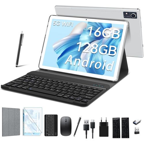 KGABERY-2025 Tablette Android 13 10 Pouces,5 G Wifi Android 13 Avec 16 Go De Ram+128 Go De Rom (1 To Tf),Tablette 2 En 1 Avec Clavier Et Souris Octa-Core 2,0 Ghz|7000 Mah|1080 Fhd|Appareil Photo 13