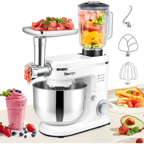 KGABERY-3-In-1 Robot Patissier Multifonctions 6L Petrin A Pain Avec Mixeur 1.5L Et Hachoir  Viande Robot De Cuisine Multifonction Pour La Plupart Des Cuisines Familiales