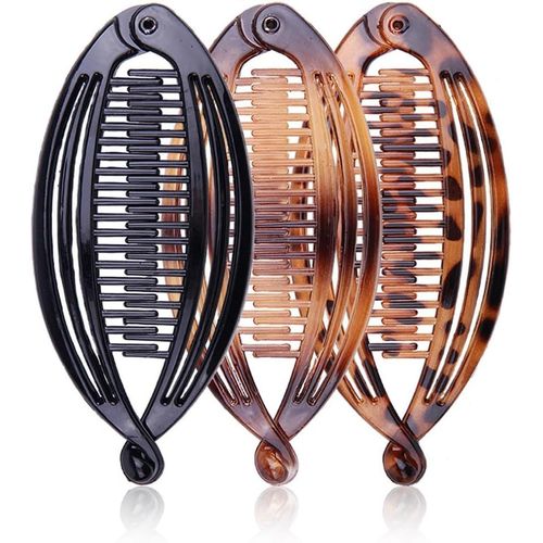 Kgabery-3 Pices Queue De Poisson Clip Pour Femmes Classique Pinces  Cheveux Longs Banane Franaise Peigne  Cheveux Porte-Queue De Cheval Pour Le Sport La Vie