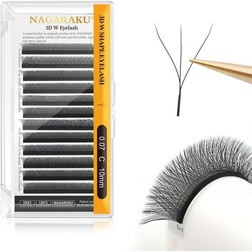 Kgabery-3d W Cils Prfait Bouquet Volume Russe Extension De Cils Ww Naturel Cils Wispy Gagner Du Temps Lger En Faux Cils Professionnel Premade Fan Eyelash Cluster Noir (0.07mm C Curl 10mm)