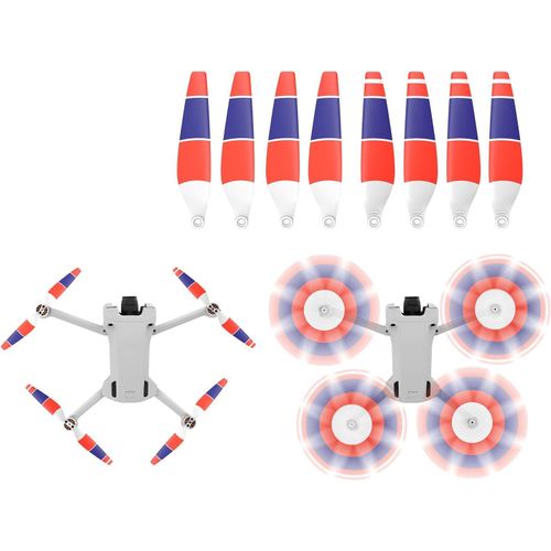 Kgabery-4 Paires 6030f Hlices Pour Dji Mini 4 Pro/Mini 3 Pro Propellers Lames Low Noise Faible Bruit 8 Pcs (Bleu-Blanc-Rouge)