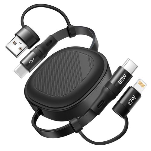 Kgabery-5 En 1 Cable Multi Chargeur, Pd 60w Cbles Universel Usb A/C Vers Usb C/Lightning Charge Rapide Cble Rtractable Multi Embout Pour Iphone 16/15/14/13 Pro Max/Se/Ipad/Carplay