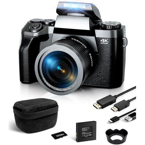 KGABERY-Appareil Photo Numrique 4K 64 Mp Avec cran Tactile 4'',Compact Avec Zoom Numrique 16X Pour Les Voyages,Le Vlogging,Wi-Fi,Cble Hdmi,Sacoche,Carte Mmoire 32 Go
