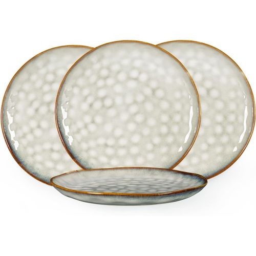 Kgabery-Assiette Plate  Dner,4 Pices Assiettes Creuse Grande En Cramique-28cm,Service De Table En Grs-Glaure Ractive Beige