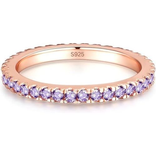 Kgabery-Bague En Argent 925 Avec Cristaux Violets En Or RoseBague Pour Femme Avec Pierres D'amthyste Scintillantes En Oxyde De ZirconiumBijou De Qualit JoaillerieBague De Dclaration