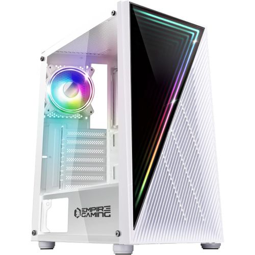 KGABERY-Botier Pc Gamer Crystal-Argb Moyenne Tour Atx,Micro Atx Et Itx-Faade 3D Effet Miroir-Ventilateurs 1x120Mm 3 Pins 5 Volts Led Rgb Adressable Et 1x120Mm Standard-Blanc