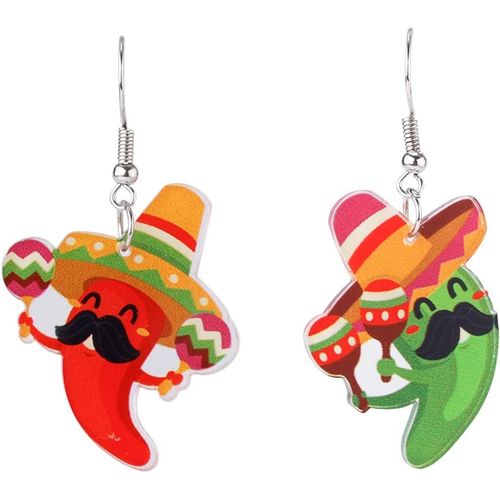 Kgabery-Boucles D'oreilles Cinco De Mayo,2 Modles Boucles D'oreilles Piment Boucles D'oreilles Fiesta Du Mexique Boucles D'oreilles Pendantes Colores Acrylique Bijoux De Carnaval Cadeau Pour Femme