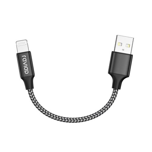 Kgabery-Cble Iphone Court 15cm Chargeur Iphone, [Certifi Mfi] Nylon Cable Lightning Charge Rapide Compatible Avec Iphone 13 12 11 Pro Max Mini Xr Xs X 8 7 6 Plus 6s 6 Se 5 5s 5cnoir