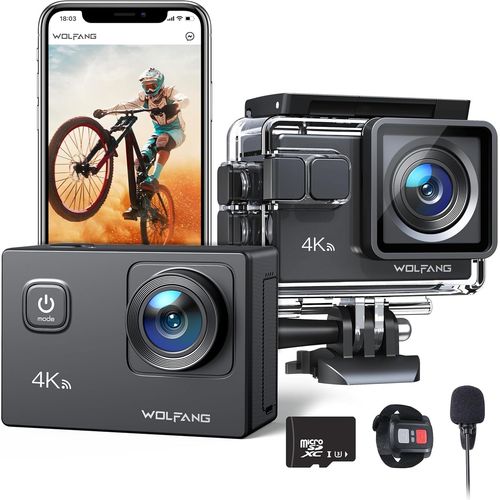 KGABERY-Camra Sport Ga100 4K 30 Fps Avec Microsd 32 Gb,Camscope Wifi De 20 Mp,Camra Sous-Marine 40M Avec Microphone,Tlcommande,Eis Anti-Vibration,Batterie 2x1050 Mah