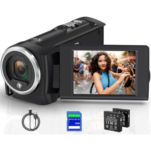 KGABERY-Camscope Camra Vido 2.7K 50Mp Avec clairage De Remplissage  Led,Camescope Zoom Numrique 16X cran Lcd De 2,8