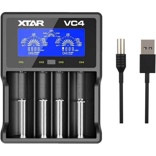 Kgabery-Chargeur 18650,Vc4,4 Baies 18650 Chargeur Rapide Avec cran Lcd,Pour Piles De Poche Rechargeables Au Lithium Ni-Mh Ni-Cd Aa Aaa 10440 26650 14500 16340 18560 25500