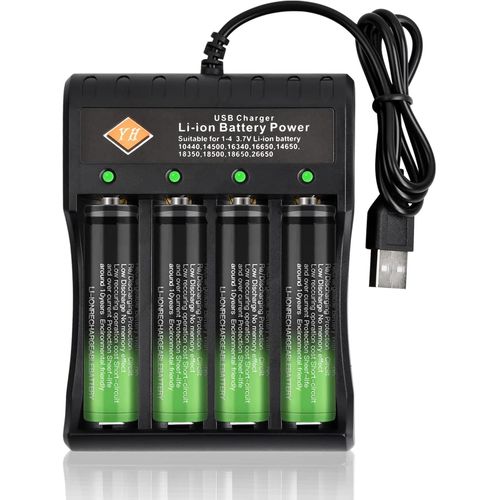 Kgabery-Chargeur De Batterie Universel,Chargeur De Piles Rechargeable,Chargeur Accu 18650,4 Slots Chargeur Batterie,Pour Li-Ion Imr 18650 14500 16340 18350 10440 26650 Ni-Mh Ni-Cd Aa Aaa