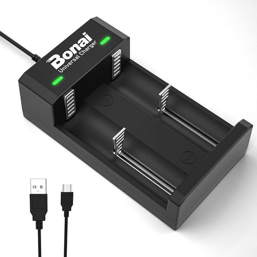 Kgabery-Chargeur De Piles Universel,2 Slots Chargeur Piles Rechargeable 3.7v Lithium-Ion 26650 22650 21700 18650 18490 18350 17670 17500 16340 (Cr123 Cr2),Chargeur Batteries 1.2v Ni-Mh Ni-Cd Aa Aaa