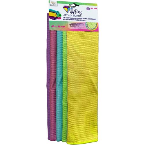 Kgabery-Chiffons Ultra-Brillance-Lot De 5-Ultra-Absorbants,Sans Trace-Technologie Fish Scale-Microfibre Alvole-Lavables,Rutilisables-Parfaits Pour Toute La Maison-Vu  La Tl