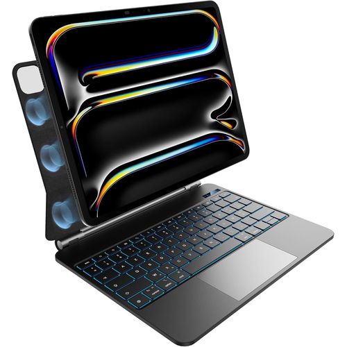 KGABERY-Clavier Pour Ipad Pro 13 Pouces M4 2024 Avec Design Magntique Flottant,Pav Tactile Multi-Touch,Rtroclairage  7 Couleurs,Magic Keyboard,Azerty,Noir