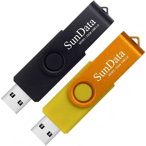 KGABERY-Cl Usb 32 Go Lot De 2 Usb 2.0 Flash Drive Mmoire Stick Rotation Stockage Donnes Avec Lumire Led (2 Couleurs: Noir Or)