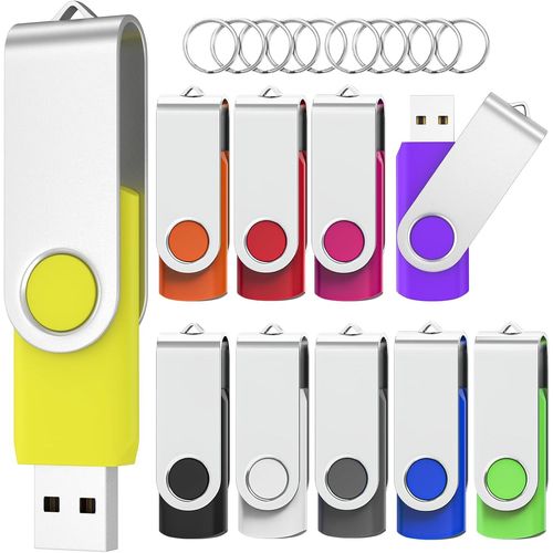 KGABERY-Cle Usb 64 Go Lot De 10,Cl Usb 2.0 Flash Drive Cls Usb Pivotant Stockage Disque Mmoire Stick Pendrive Avec 10 Couleurs
