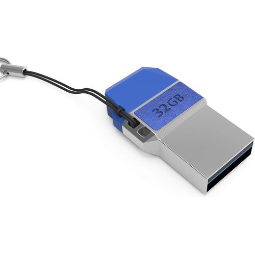 KGABERY-Cl Usb-C 32 Go Duo-2 In 1 < Type C Et Usb-A 3.0 > Etanche&Rapide-Extrmement Rsistante Fabrique En Mtal-Flash Drive 32Gb Idale Sur Porte-Cls En Bleu