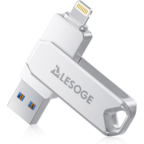 KGABERY-Cle Usb Iphone 512 Go Apple Certifi Mfi,3 En 1 Cl Flash Drive Photo Stick 3.0 Clef Usb C Stockage Externe Lightning Cle Usb Pour Iphone,Ipad,Mac,Android,Type-C,Pc(Gris)