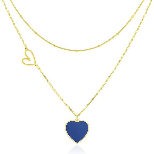 Kgabery-Collier  Pendentif En Forme De C?ur Pour Femme,Pour Femme En Acier Inoxydable,Collier Superpos Avec Pendentif En Forme De C?ur,Bijoux Tendance Disponible En Or,Or Rose Et Argent