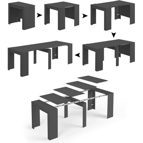Kgabery-Compton Extending Console Table,Extendable Dining Table,Table With Versatile Extenders Up To 10 Places,51/237x90x78 Cm,Anthracite