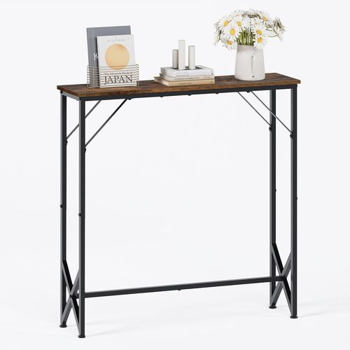 Kgabery-Console Table With Triangle Stabilization,Vintage Side Table For Entryway,Living Room,Space Saving Narrow Coffee Table,80x20x80 Cm