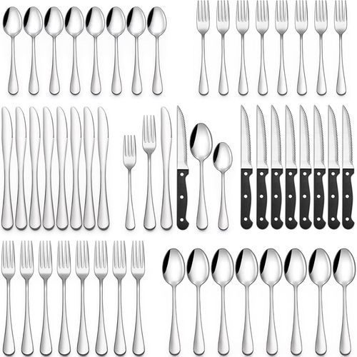 Kgabery-Couverts De Table 8 Personnes,Menagere 48 Pieces Set De Couvert Qualit Alimentaire Inox Mnagre Service Ensemble Fourchettes Couteaux Cuisine Cutlery Set,Finition Miroir,Lave-Vaisselle (Arg