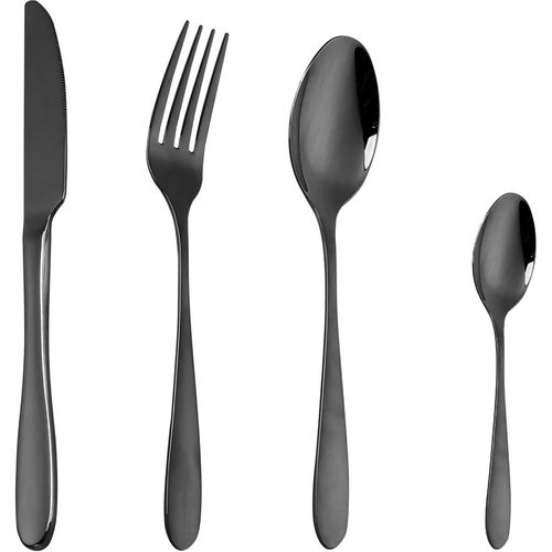 Kgabery-Couverts De Table Noirs 24 Pices,Set De Couvert Acier Inox Service 6 Personnes,Ensemble De Mnagre Avec Fourchette Couteau Cuillre,Moderne Design Et Lavable Au Lave-Vaisselle