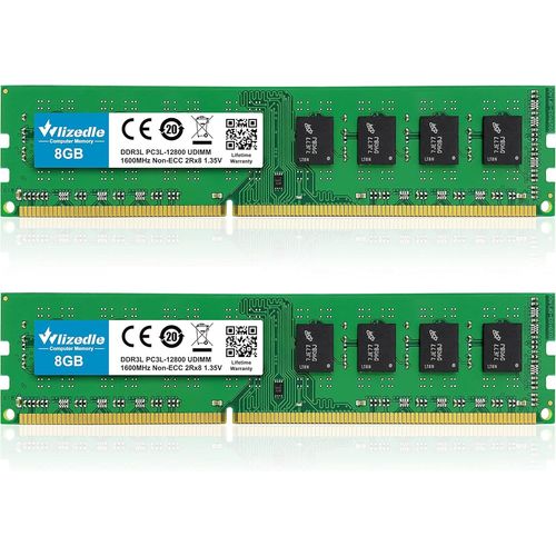 KGABERY-Ddr3/Ddr3L 16Go Kit (2X8Go) Mmoire Ram 1600Mhz Cl11 Udimm Module De Mmoire Pc3-12800/Pc3L-12800 240-Pin 1.35V/1.5V Pour Ordinateur De Bureau,Vert