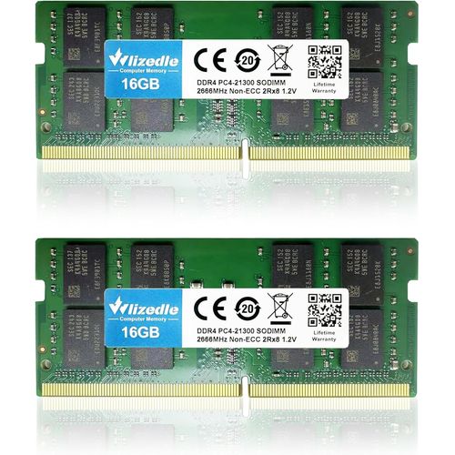 KGABERY-Ddr4 2666Mhz Laptop Mmoire Ram 32Go Kit (2X16Go) Cl19 So-Dimm Module De Mmoire Pc4-21300 260-Pin 1.2V Non-Ecc 2Rx8 Upgrade Notebook Memory Pour Ordinateur Portable,Vert