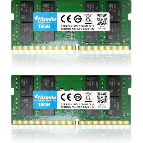 KGABERY-Ddr4 3200Mhz Laptop Mmoire Ram 32Go Kit (2X16Go) Cl22 So-Dimm Module De Mmoire Pc4-25600 260-Pin 1.2V Non-Ecc 2Rx8 Upgrade Notebook Memory Pour Ordinateur Portable,Vert