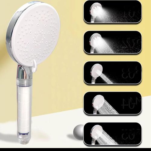 Kgabery-Douchette,Pommeau De Douche Anti Calcaire Economie Deau,Pommeau De Douche Helice Haute Pression Pivotant  360 ,Filtre  Trois Niveaux Systme De Filtrage Avec,(Big 5 Hors De L'eau Blanche)