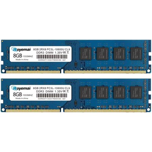 KGABERY-Duomeiqi Pc3L-10600U Kit 16 Go (2X8 Go) Ddr3 10600 1333 Ram 8Go Ddr3L Dimm 2Rx8 1,35 V/1,5 V Cl9 Mmoire Ram De Bureau Pour Ordinateur De Bureau