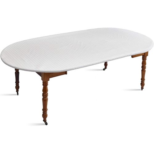 Kgabery-Elasticated White Table Protector-For An Oval Table-Length Between 150 Cm And 162 Cm Maximumand A Width Between 105 And 123 Cm-Made In France