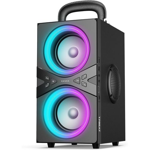 KGABERY-Enceinte Bluetooth Portable Puissante,Party Haut Parleur Bluetooth 80W Peak,Super Basses,Avec Lumire Led,Enceinte Bluetooth Stro Tws Haut Volume 100 Db,Autonomie De 18 Heures,Pour Fte