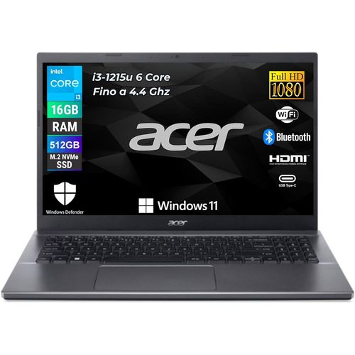 KGABERY-Extensa 15, Pc Portable Intel I3-1215U 6 Core 3,3 Ghz, Ram 16 Go, Ssd 512 Go, cran 15,6